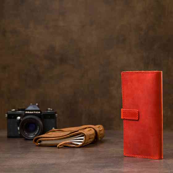 Кожаное винтажное женское портмоне GRANDE PELLE 11470 Красный Киев