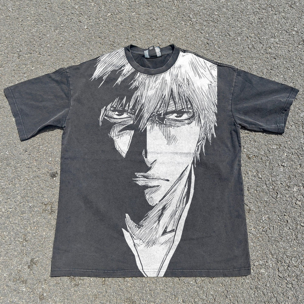 Футболка мужская с принтом аниме Блич Икхиго Куросаки Скеткх манга оверсайз (S/M/L) Черний Днепр - изображение 9
