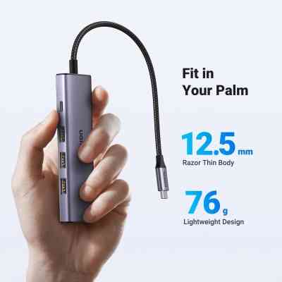 Концентратор Ugreen USB-C to HDMI + 3xUSB 3.0 + PD CM511 gray (15596) Вінниця