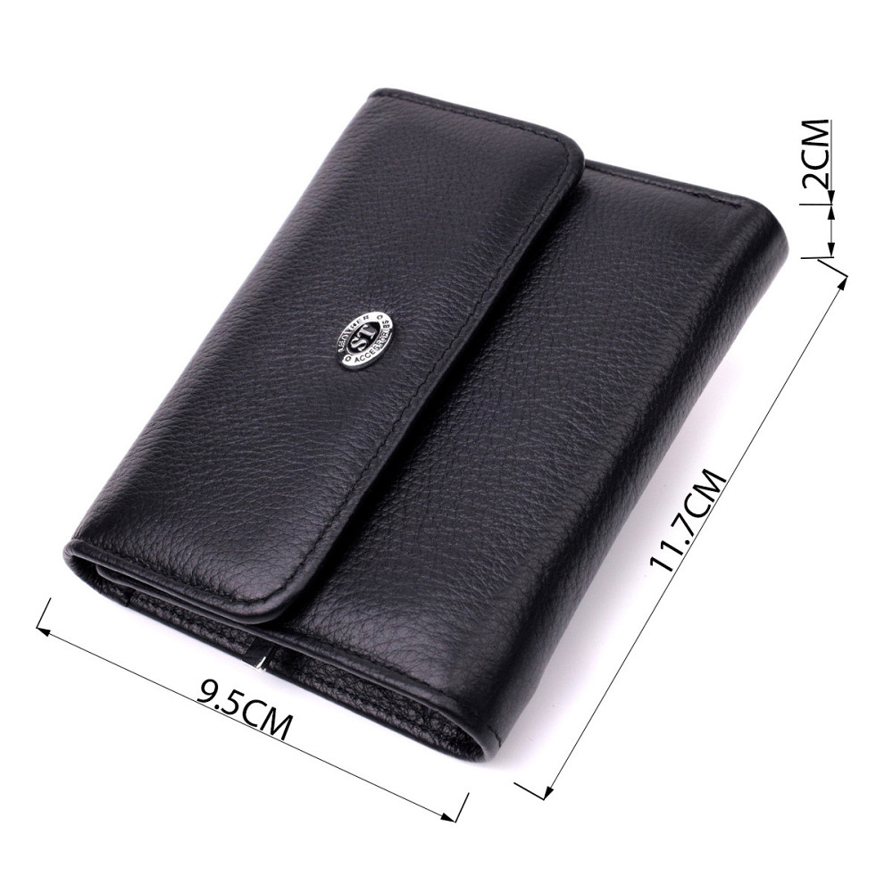 Симпатичний жіночий гаманець із монетницею з натуральної шкіри ST Leather 19481 Чорний Київ - фото 4