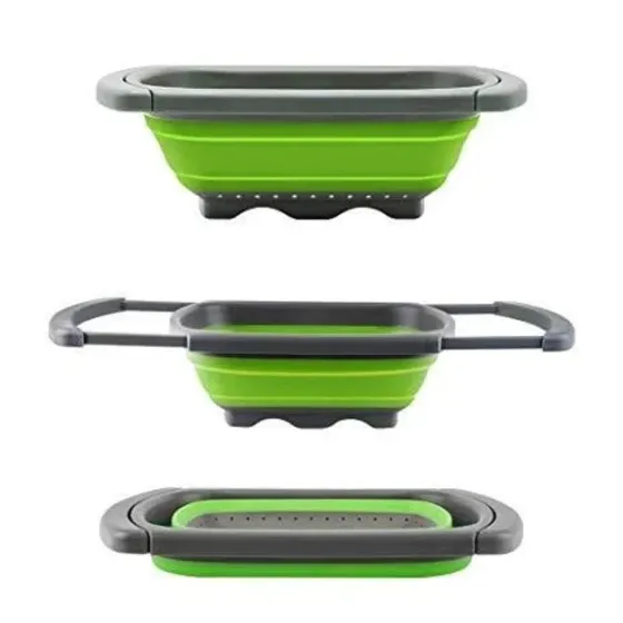 Складаний силіконовий друшляк з висувними ручками, для раковини, для овочів та фруктів, 530 г Одеса