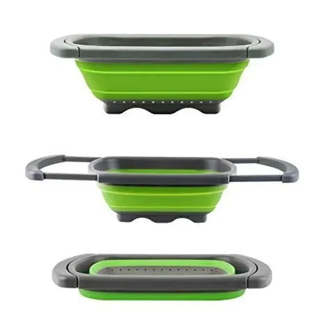 Складаний силіконовий друшляк з висувними ручками, для раковини, для овочів та фруктів, 530 г Одеса - фото 3