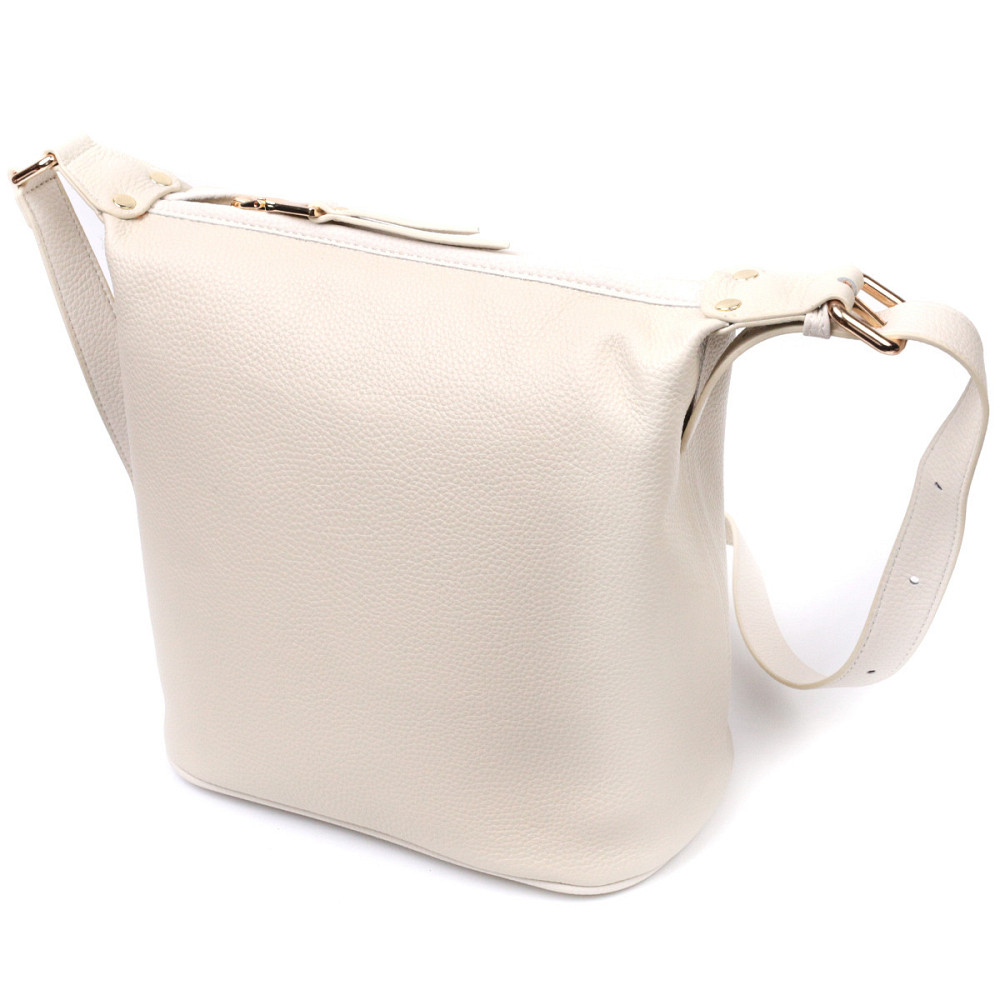 Удобная женская сумка с одной длинной ручкой из натуральной кожи Vintage 22307 Белая Киев - изображение 2