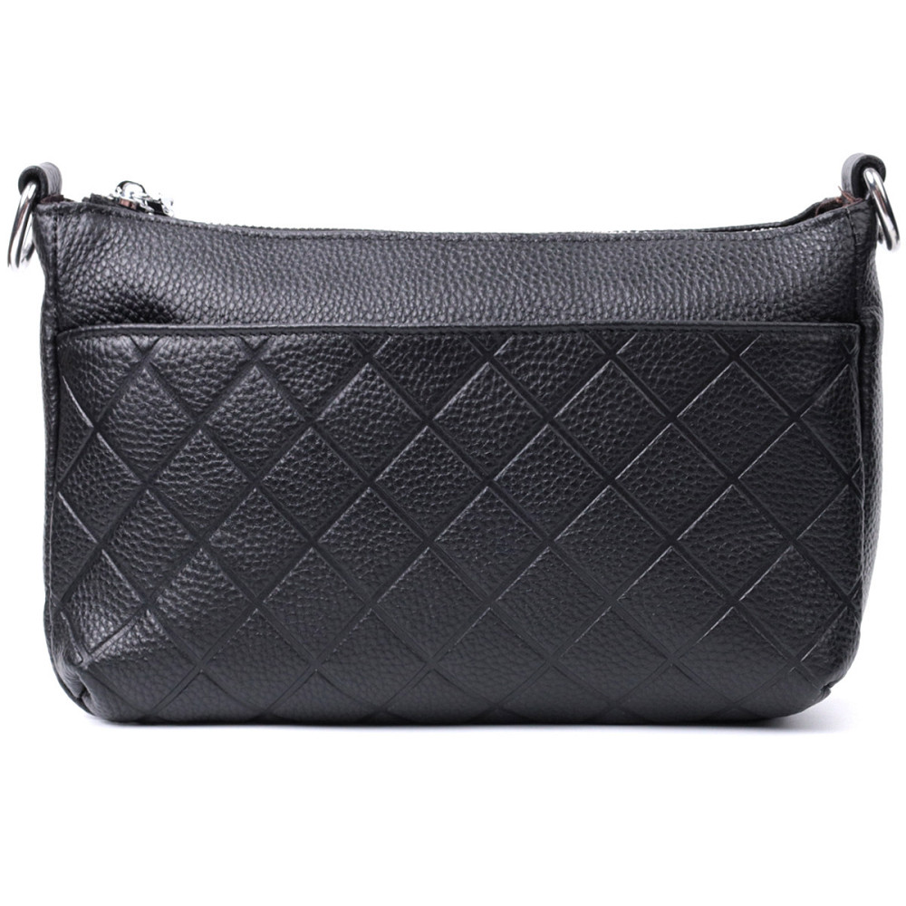 Елегантна сумка для жінок на три відділення з натуральної шкіри Vintage 22805 Чорний Київ - фото 6