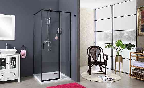 Скляна душова кабіна AVKO Glass RDR13B 90х90х190 Black перегородка для душу Київ