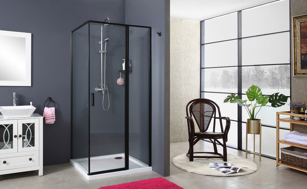 Скляна душова кабіна AVKO Glass RDR13B 90х90х190 Black перегородка для душу Київ - фото 3