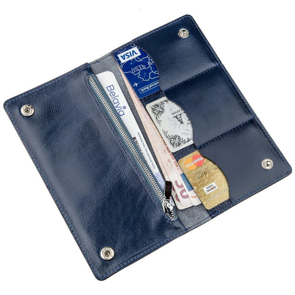 Бумажник унисекс на кнопках кожаный SHVIGEL 16192 Синий Киев - изображение 6