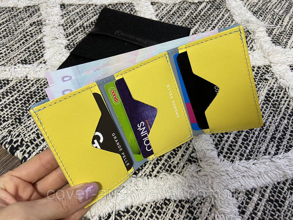 Жіночий маленький жовто-блакитний гаманець на магнітах із тисненням З Україною в серці Grande Pelle Київ - фото 7