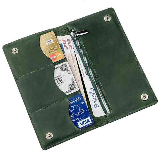 Гаманець унісекс вертикальний Crazy horse SHVIGEL 16197 Зелений Київ