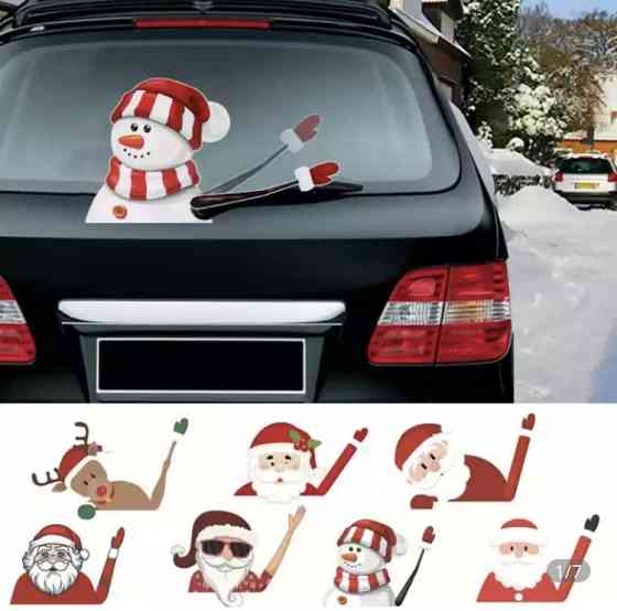 Новогодняя виниловая наклейка на автомобиль 