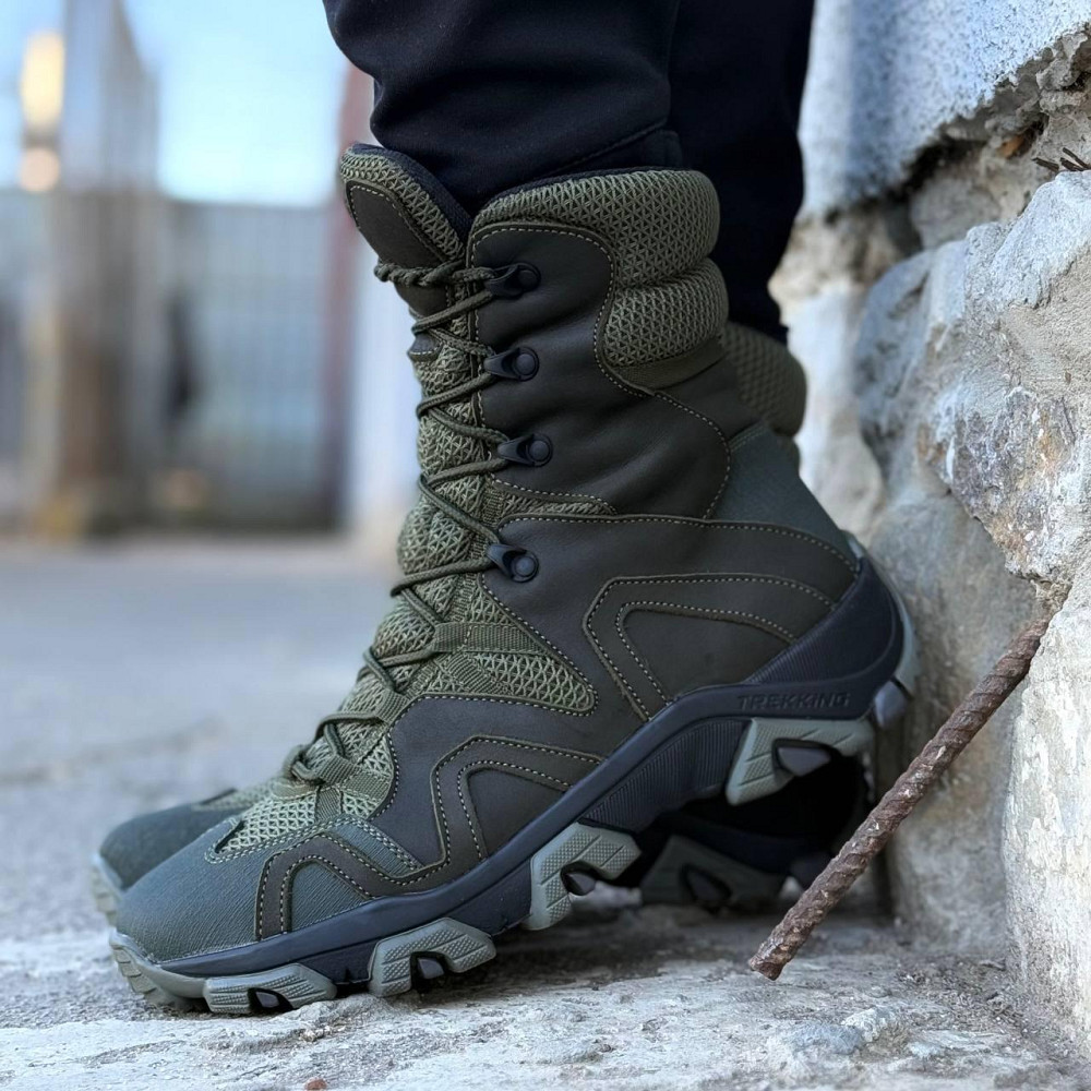 Військові берці літні чоловічі олива з натуральної шкіри, супінатором і фіксацією стопи Львів - фото 5