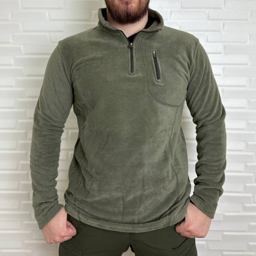 актична чоловіча флісова кофта реглан Bikatex Оливковий, M Вінниця - фото 1