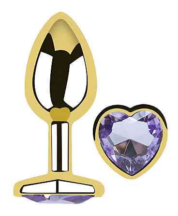 Анальна пробка з кристалом EGZO - Gold Heart Plug Amethyst size M Sex Aura Київ