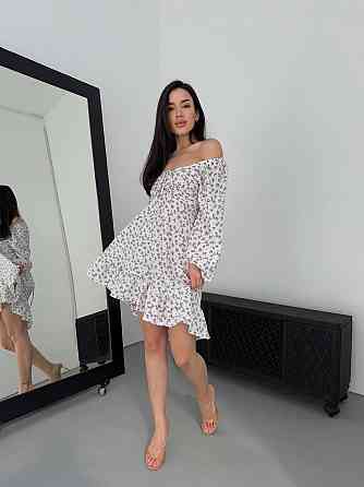 Жіноче святкове принтоване плаття із софту Білий Одеса