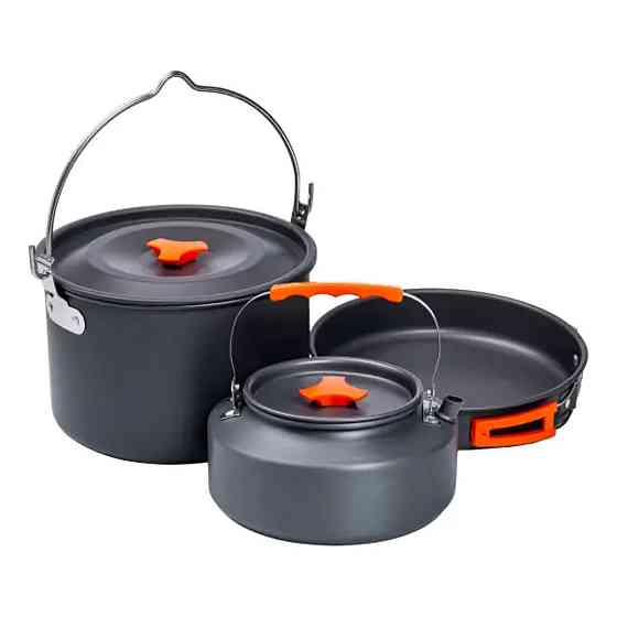 Lugi Набір туристичного посуду в сумці для походу та кемпінгу: каструля, сковорода, чайник HP39 Коломыя