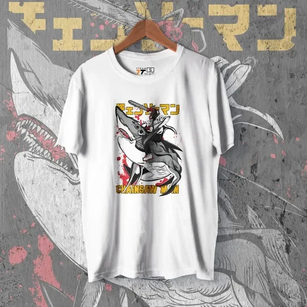 Футболка для подростка мальчика с принтом Человек Бензопила Бім Демон-Акула WE Размер 160 Anime10472 Днепр - изображение 1