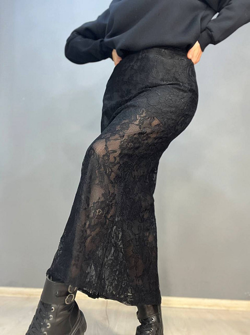 Спідниця жіноча Shiqi 9313 гіпюр прозора довга з підкладкою чорна, чорний, M Київ - фото 12