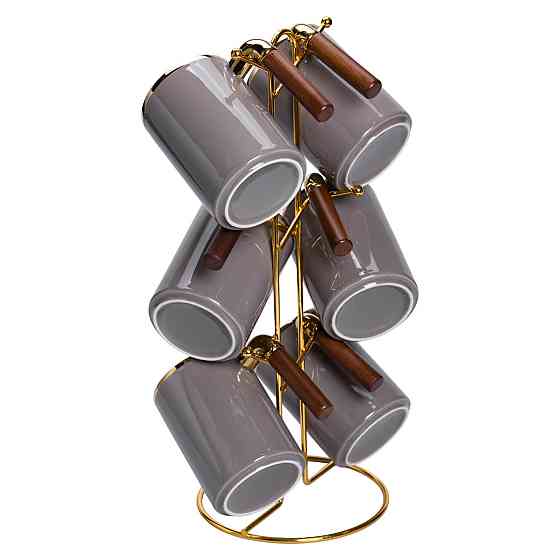 Набір чашок на металевій підставці 6 (шт) по 400 (мл) Сірий HP-26-12 Київ