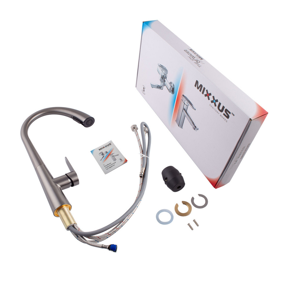 Кухонний змішувач з висувним виливом Mixxus Premium WARTA 014 GRAPHITE MI6957 Харків - фото 6