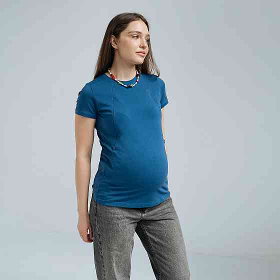 Футболка оверсайз для беременных и кормящих Синий Киев