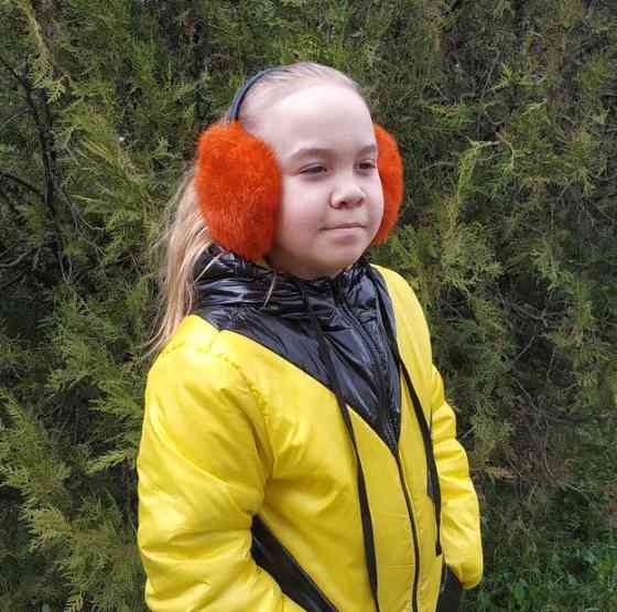 Наушники меховые детские из кролика Оранжевый Харьков