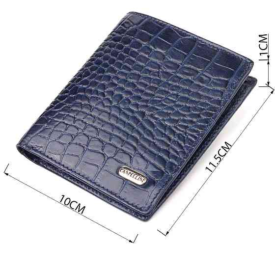 Необычное мужское портмоне из натуральной фактурной кожи CANPELLINI 21499 Синее Киев