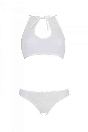 Комплект із бра, трусиків з ажурним декором та відкритим кроком Passion URSULA SET XXL/XXXL, white Sex Aura Київ