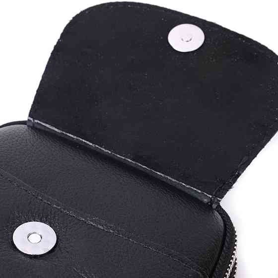 Вертикальна невелика сумка для жінок на два відділення з натуральної шкіри Vintage 22399 Чорна Київ