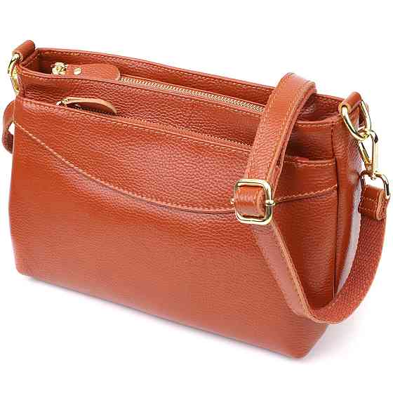 Жіноча сумка з натуральної шкіри з формостійким дном Коричневий (Vintage) Київ