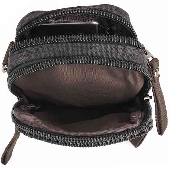 Барсетка текстильна на пояс Vintage 20082 Чорна Київ