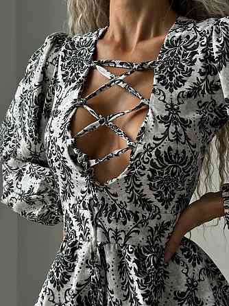 Жіноче стильне повсякденне літнє плаття софт принт Чорний, 44/46 Одеса