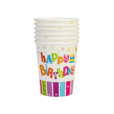 Стакани одноразові Maxi Happy Birthday паперові 270 мл 6 шт. (MX440100) Вінниця - фото 1