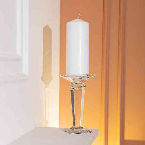 Yiwu Підсвічник скляний на високій ніжці 9.5×9.5×20 см декоративний прозорий HP-4-52S Коломия