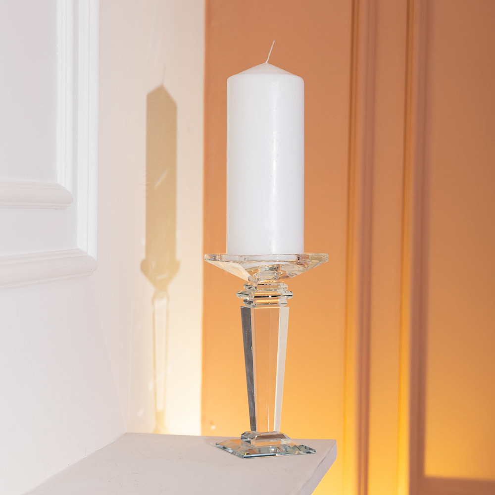 Yiwu Підсвічник скляний на високій ніжці 9.5×9.5×20 см декоративний прозорий HP-4-52S Коломия - фото 4