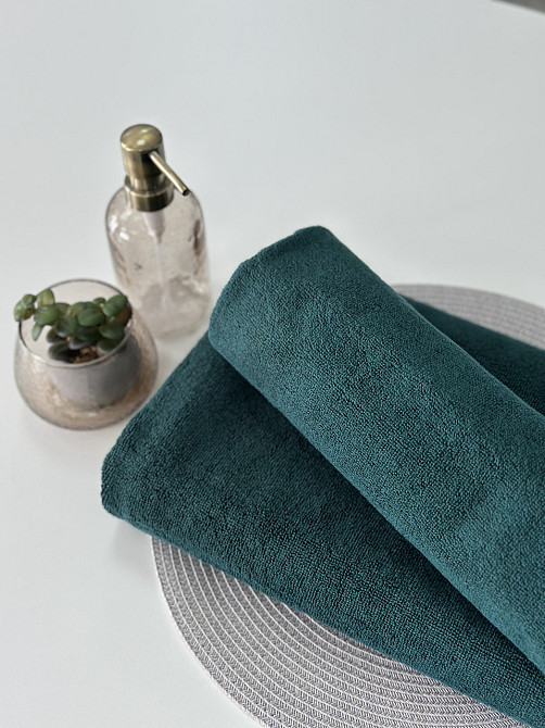 Полотенце махровое Ideal Textile 50х90 см плотное с коротким ворсом 450 г/м2 Смарагдовий Черновцы - изображение 3