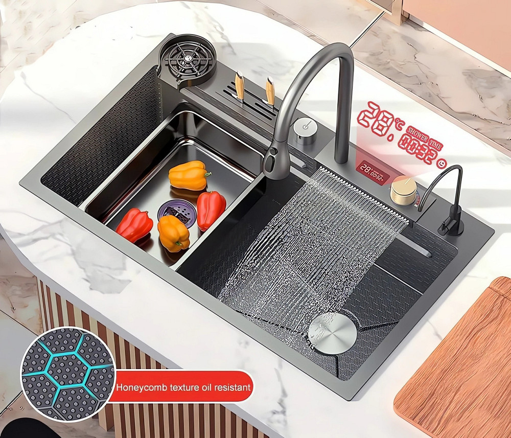 Кухонная раковина водопад Willda,кухонная мойка водопад темно-серая 75х46х22 (489201734) Киев - изображение 1