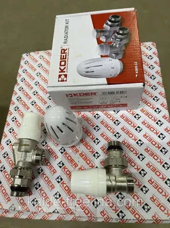 Комплект для радіаторів осьових кранів під євроконус "Koer" з термостатичною головкою SET-16 Харків