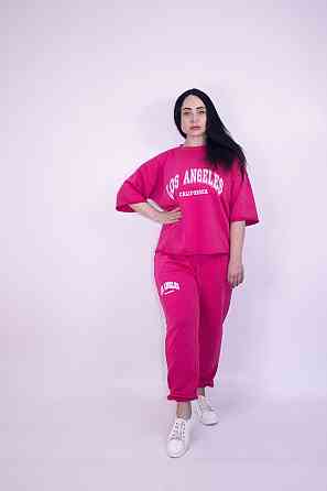 Костюм жіночий літній (футболка + штани) трикотажний Малиновий M-L Харків