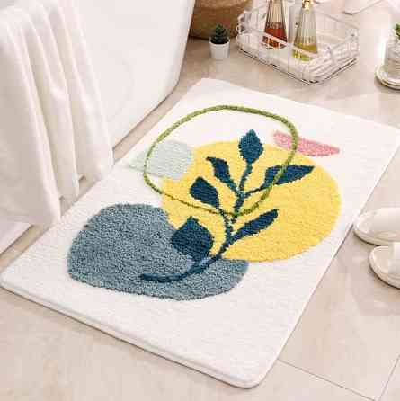 Килимок для ванної кімнати та душу килимок для ніг у душову, мікрофібра, атиковзкий 50х80 см, білий Кам'янець-Подільський