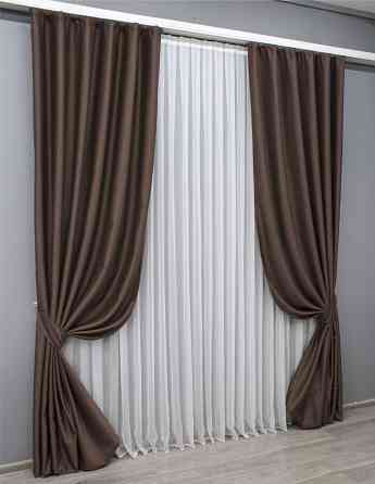Комплект готових штор VR-Textil Bagema Rvs № 1243ш Коричневий 100х270 см 2 шт (33-0075) Київ