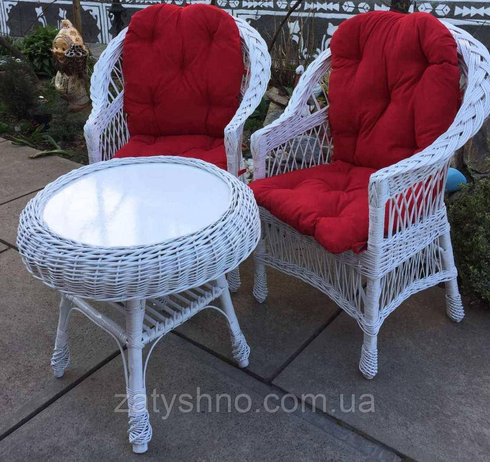 Білі плетені меблі | меблі з лози біла | меблі плетені з лози з накидками Київ - фото 3