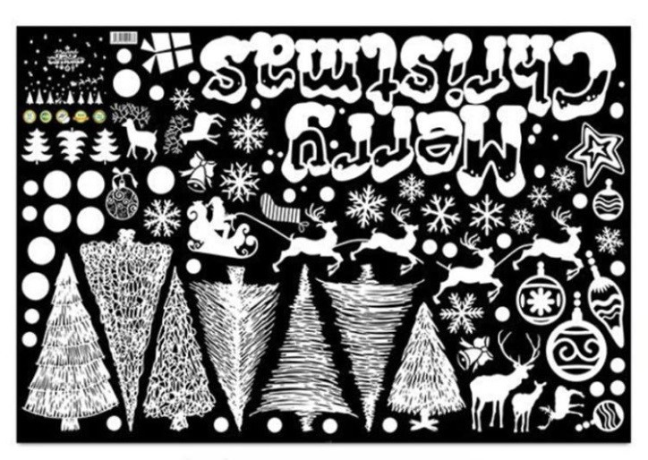 Наклейки новорічні на вікна з новим роком 90 на 60 см білий Київ - фото 8