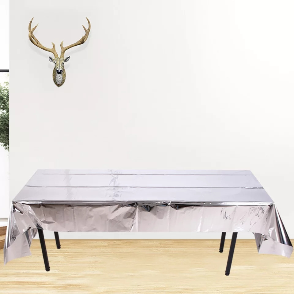 Скатерть клеенка из тонкой фольги 274 на 137 см серебристый Киев - изображение 4