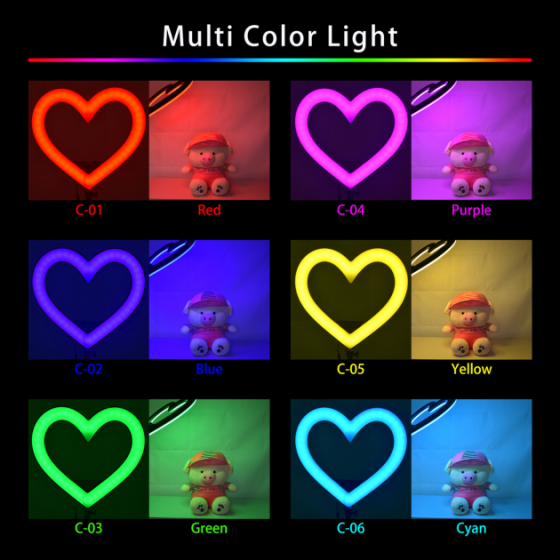 Кольцевая РГБ лампа MJ26 в форме сердца LED RGB 26 см Киев