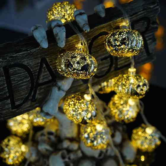 Гирлянда на Хэллоуин Тыквы 150 см 10 led 55 мм золотистый Киев