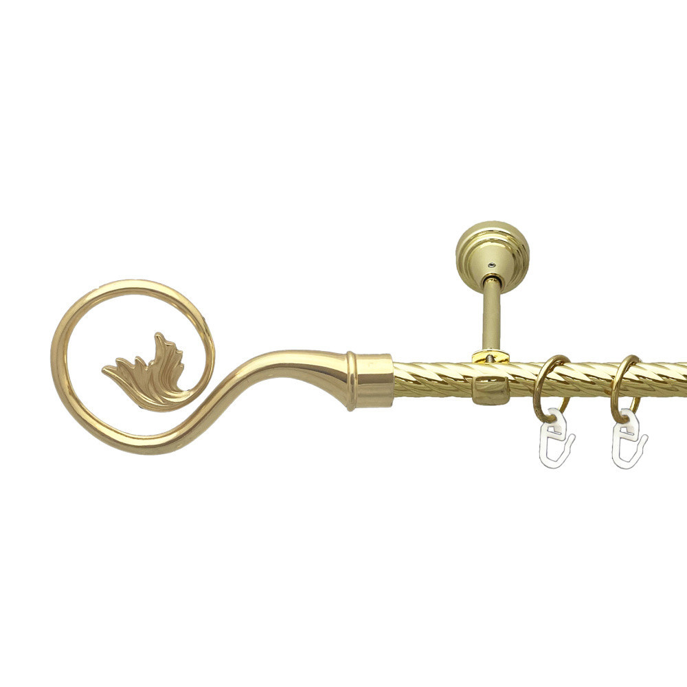 Карниз Orvit Ніка металевий однорядний відкритий скручена труба кільце металеве Золото 16 мм 200 см (00-00024825) Львів - фото 1