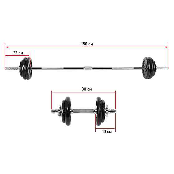 Набір гантелей зі штангою 3в1 у пластиковому кейсі 50 кг Zelart 9641 Київ