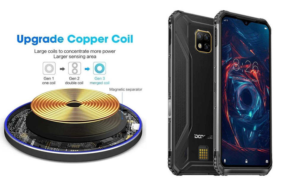 Бездротовий зарядний пристрій Copper до 30W для Doogee S98, S98 Pro, USB-C, LED Київ - фото 2