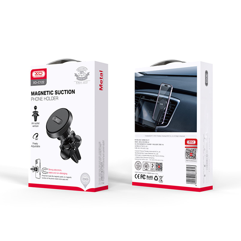 Тримач телефону автомобільний XO C122 Round Magnetic Bracket with Air Outlet чорний Львів - фото 4