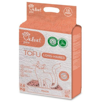 Наповнювач для туалету Velvet Paw TOFU для довгошерстих котів з персиковою есенцією (1.5 мм) 2.6 кг (TOF70056) Вінниця - фото 1